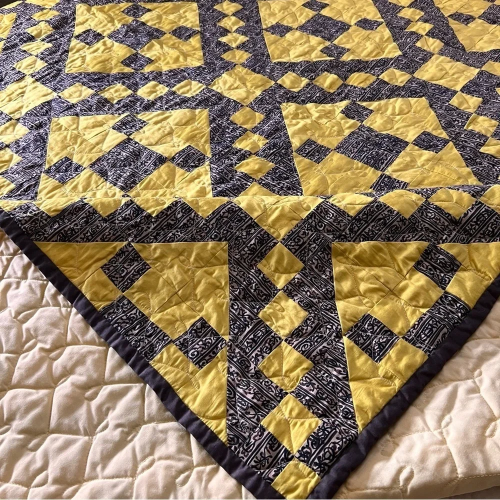 72”x85” New Handmade Cotton Modern  Quilt, Contemporary Blanket, Boho .